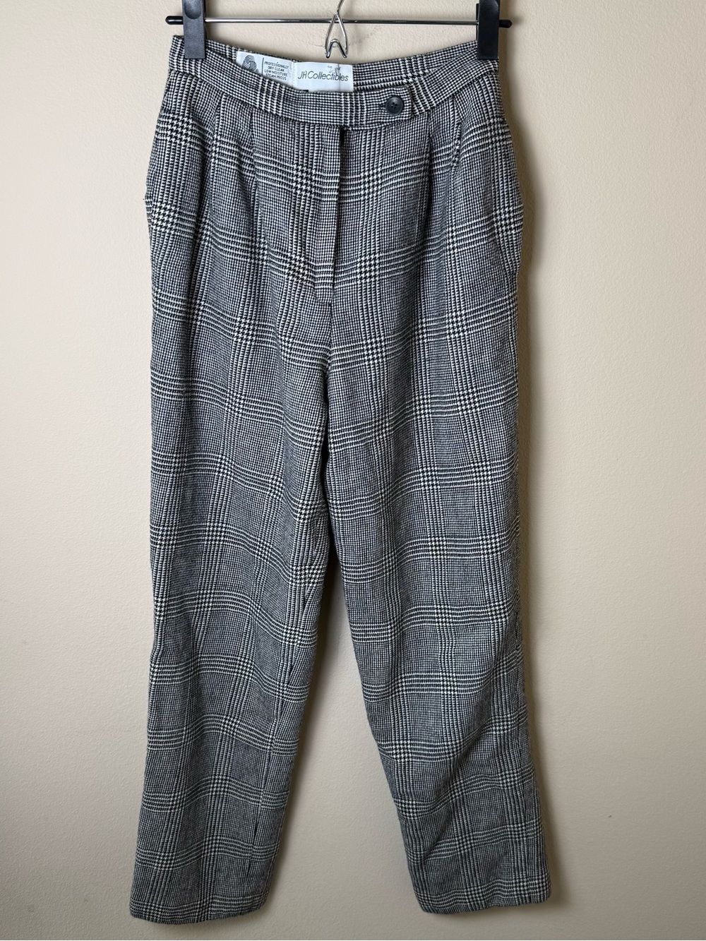 Vintage Union Made in USA 100% Wool Pants 8 Black White Houndstooth Lined ILGWU